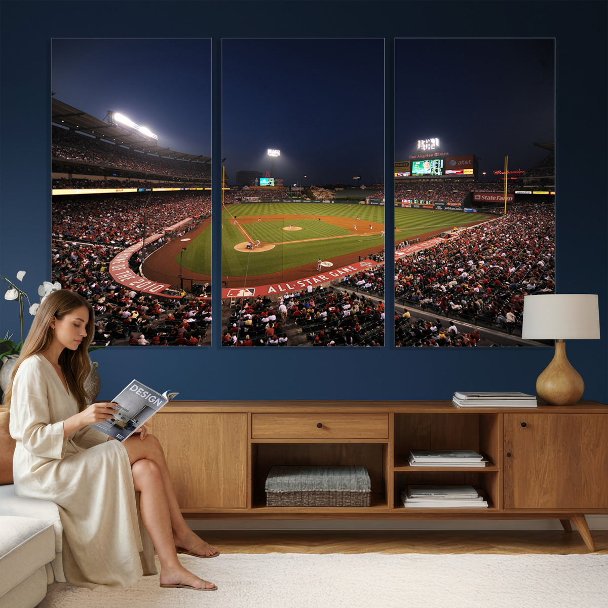 88896-MGV-CV-36X24 - Los Angeles Angels Baseball Team Print, Anaheim Angel Stadium Wall Art