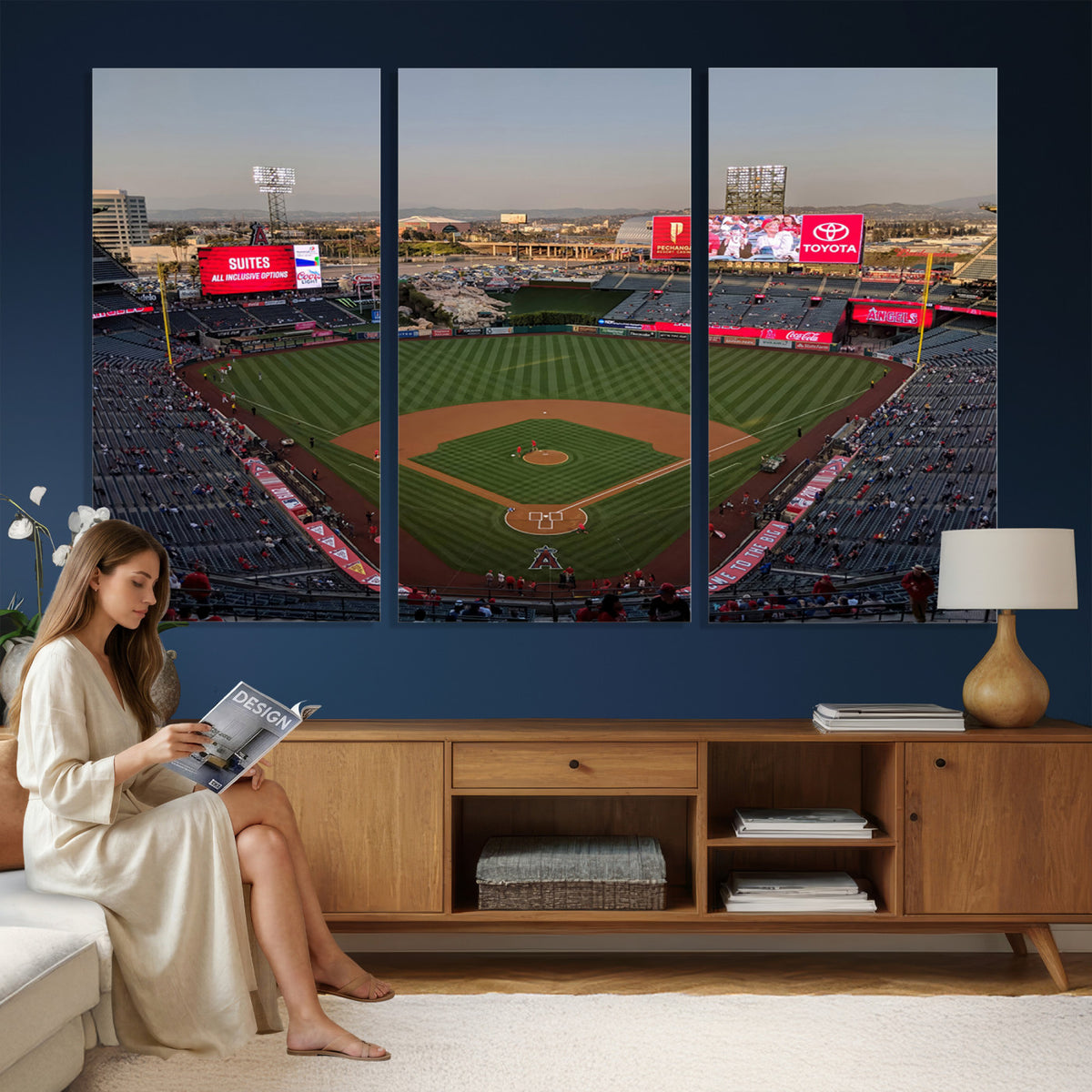 45864-MGV-CV-36X24 - Los Angeles Angels Baseball Canvas Print, Anaheim Angel Stadium Wall Art