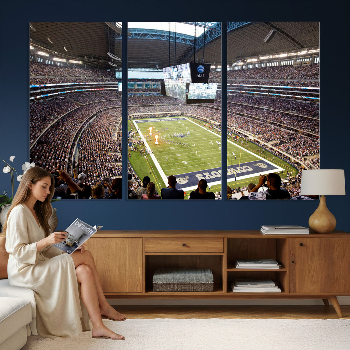 82096-MGV-CV-36X24 - Dallas Cowboys Football Team Print - Arlington AT&T Stadium Wall Art Canvas Print