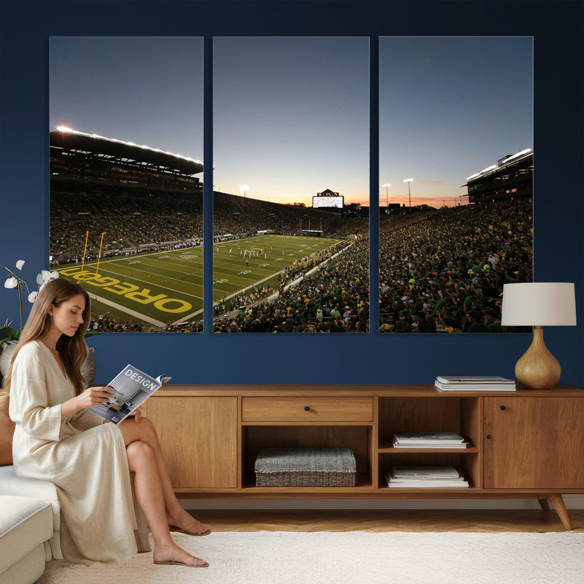 21429-MGV-CV-36X24 - Oregon Ducks Football Team Print - Eugene Autzen Stadium Wall Art Canvas Print
