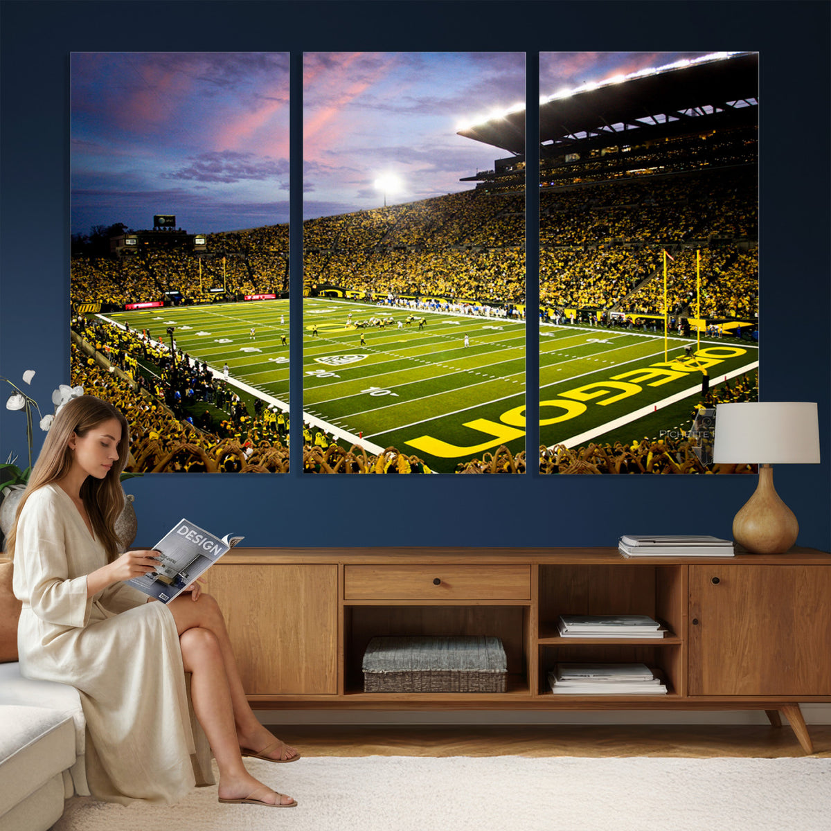 72017-MGV-CV-36X24 - University of Oregon Ducks Football Team Print, Eugene, Framed and Ready to Hang