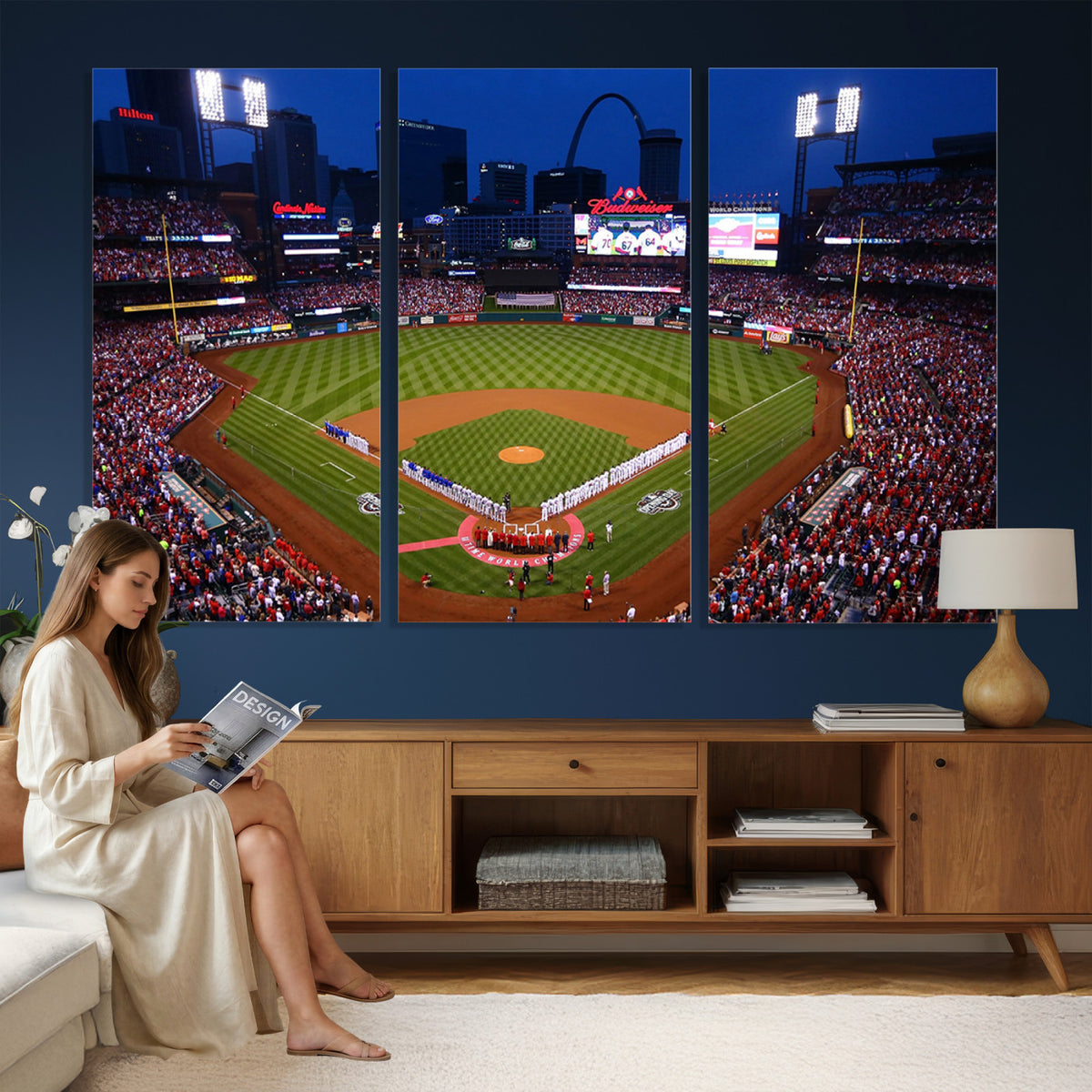 11925-MGV-CV-36X24 - St. Louis Cardinals Baseball Team Print, Busch Stadium Wall Art