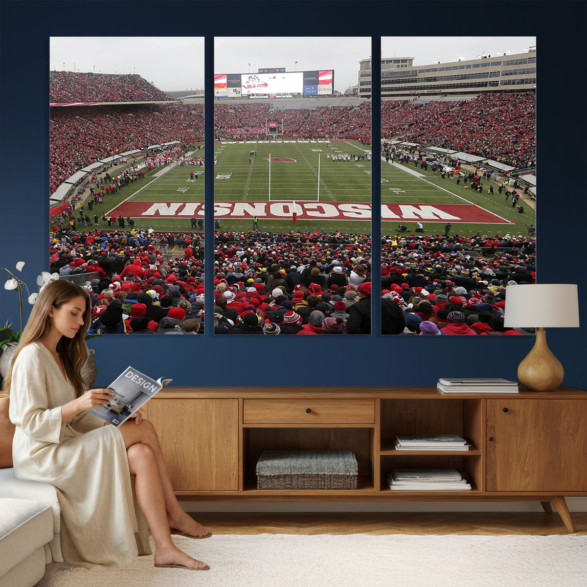 23461-MGV-CV-36X24 - Wisconsin Badgers Team Print Canvas, Madison Camp Randall Stadium Wall Art