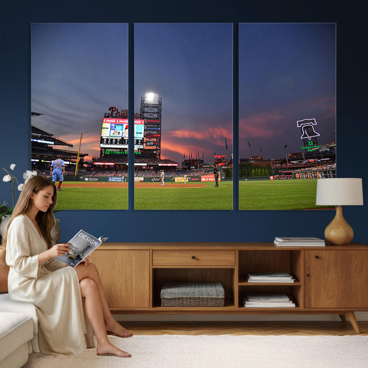 22594-MGV-CV-36X24 - Philadelphia Phillies Baseball Print - Philadelphia Citizens Bank Park Stadium Wall Art, Phillies