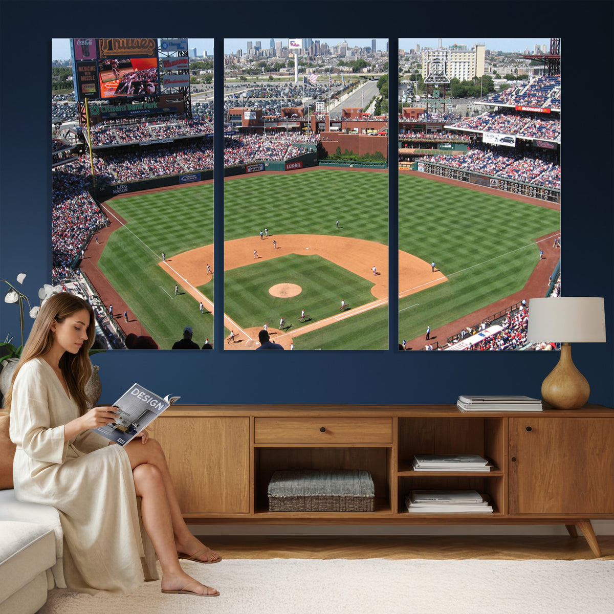 85755-MGV-CV-36X24 - Philadelphia Phillies Baseball Team Print - Philadelphia Citizens Bank Park Stadium Wall Art Canvas