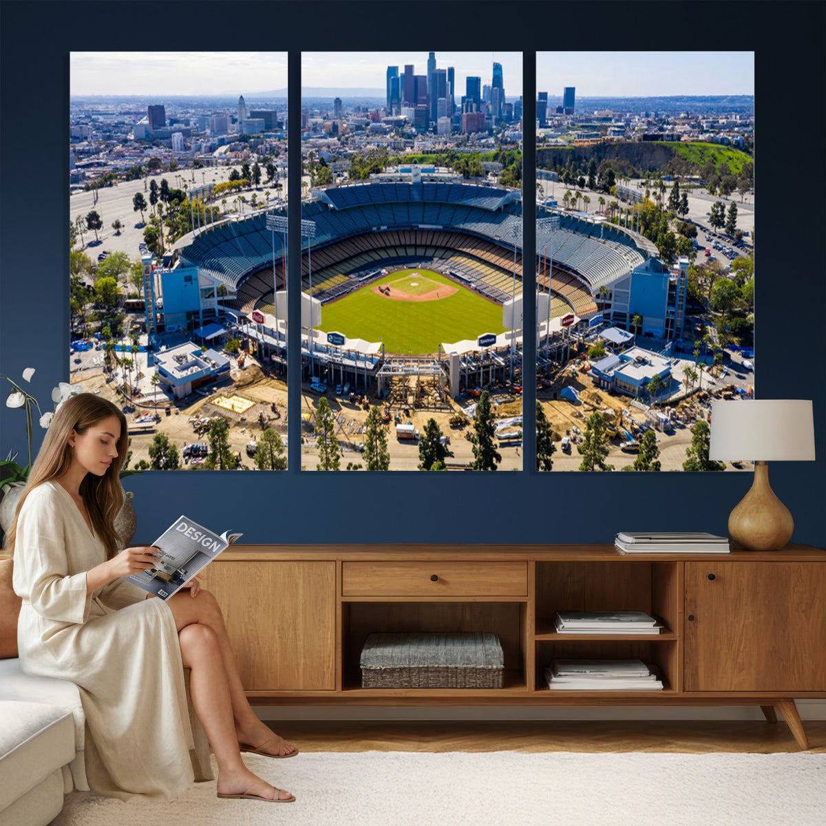 58596-MGV-CV-36X24 - Los Angeles Dodgers Dodger Stadium Wall Art Canvas Print, Extra Large Game Room Wall Decor
