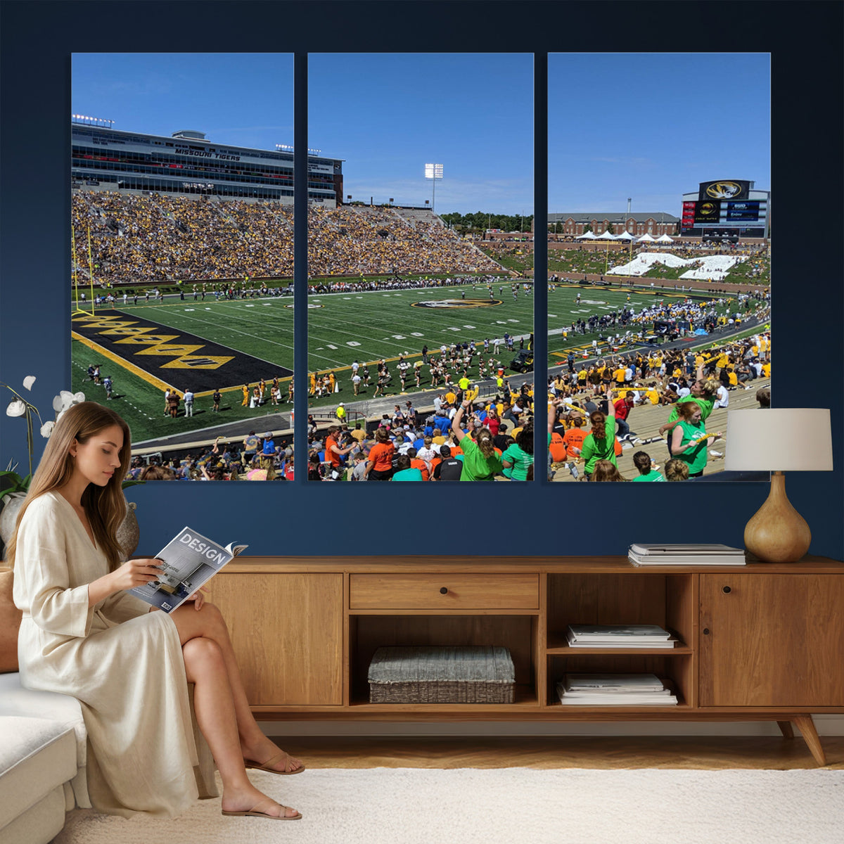 38399-MGV-CV-36X24 - University of Missouri Tigers Football Team Print, Columbia Faurot Field Memorial Stadium Wall Art