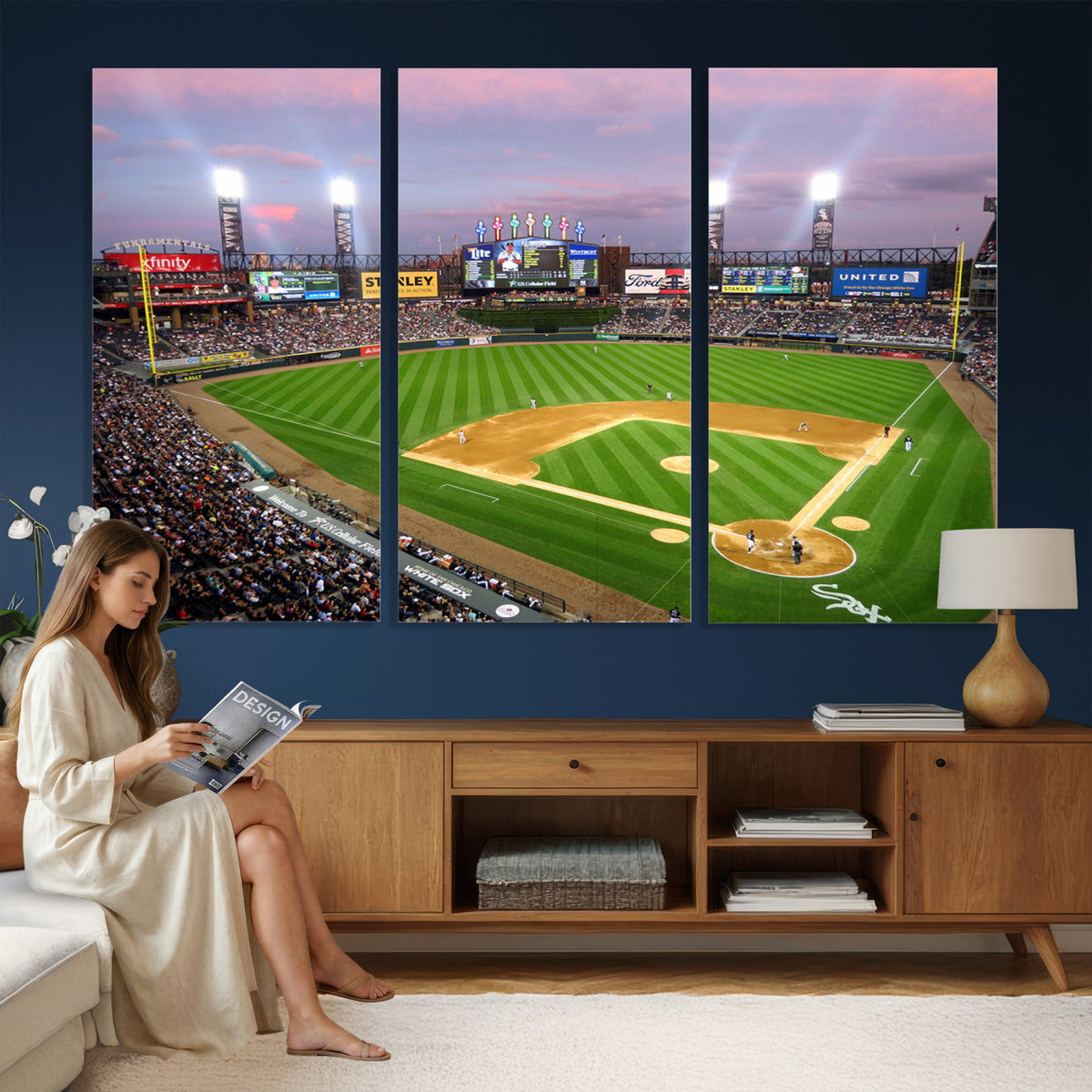 38470-MGV-CV-36X24 - Chicago White Sox Baseball Team Print Canvas, Guaranteed Rate Field Stadium Wall Art