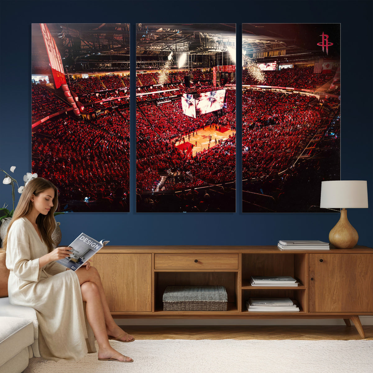 91527-MGV-CV-36X24 - Houston Rockets Basketball Team Print Canvas, Houston Toyota Center Arena Wall Art