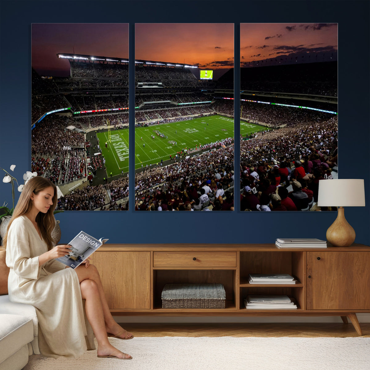 45603-MGV-CV-36X24 - Texas A&M Aggies Football Team Print, College Station Kyle Field Stadium Canvas Wall Art