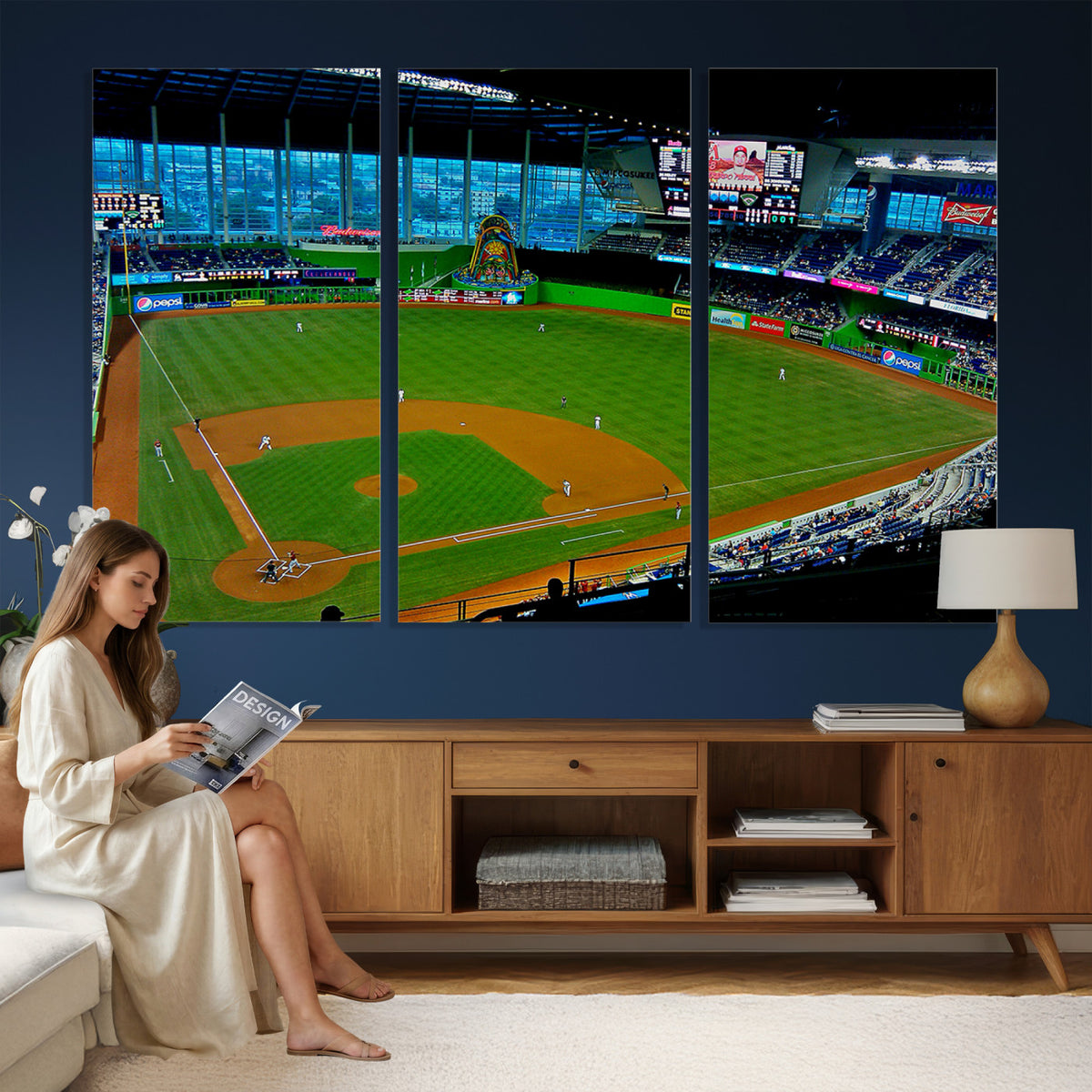 51207-MGV-CV-36X24 - Miami Marlins Baseball Team Print, Miami LoanDepot Park