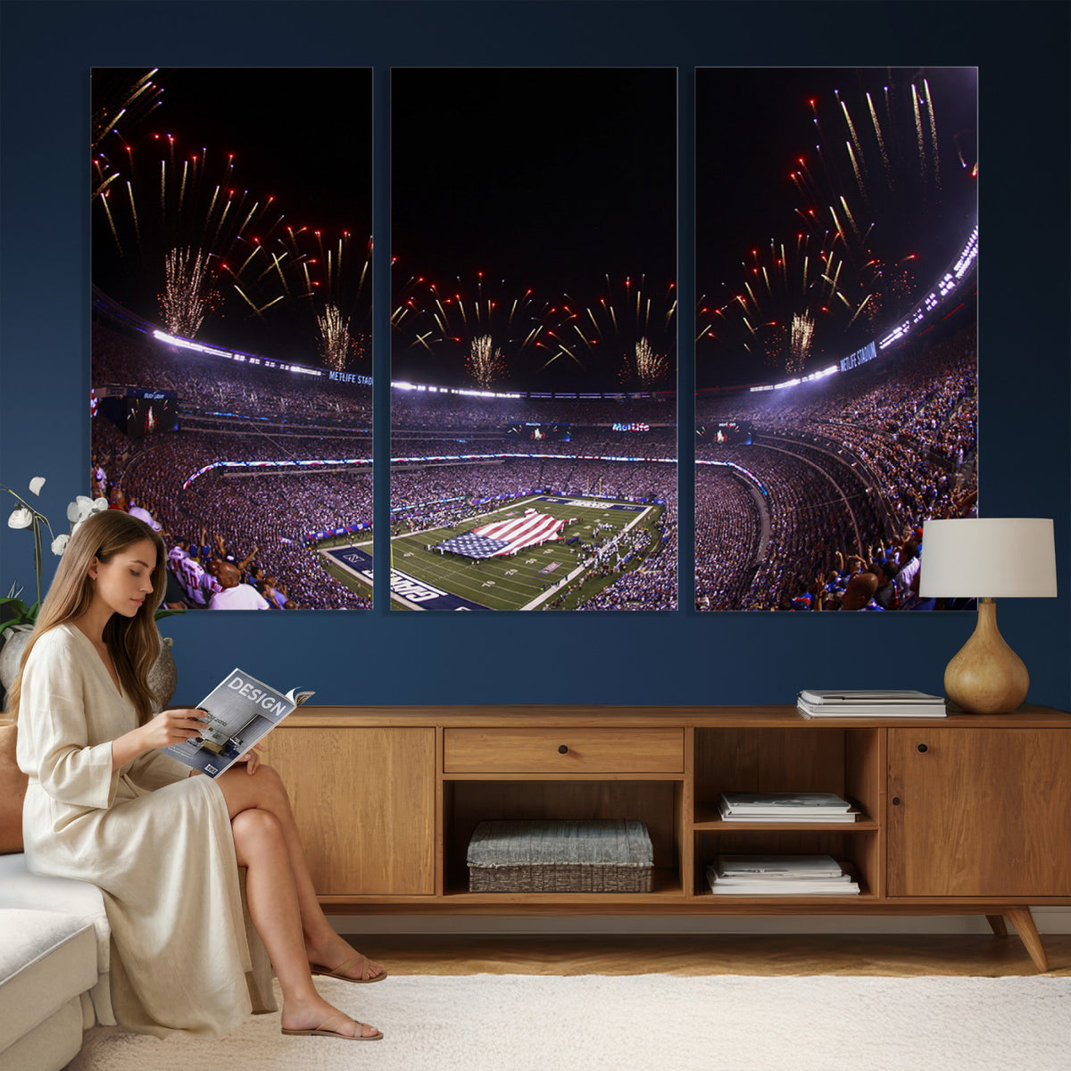 56360-MGV-CV-36X24 - New York Giants Football Team Print, East Rutherford MetLife Stadium Wall Art