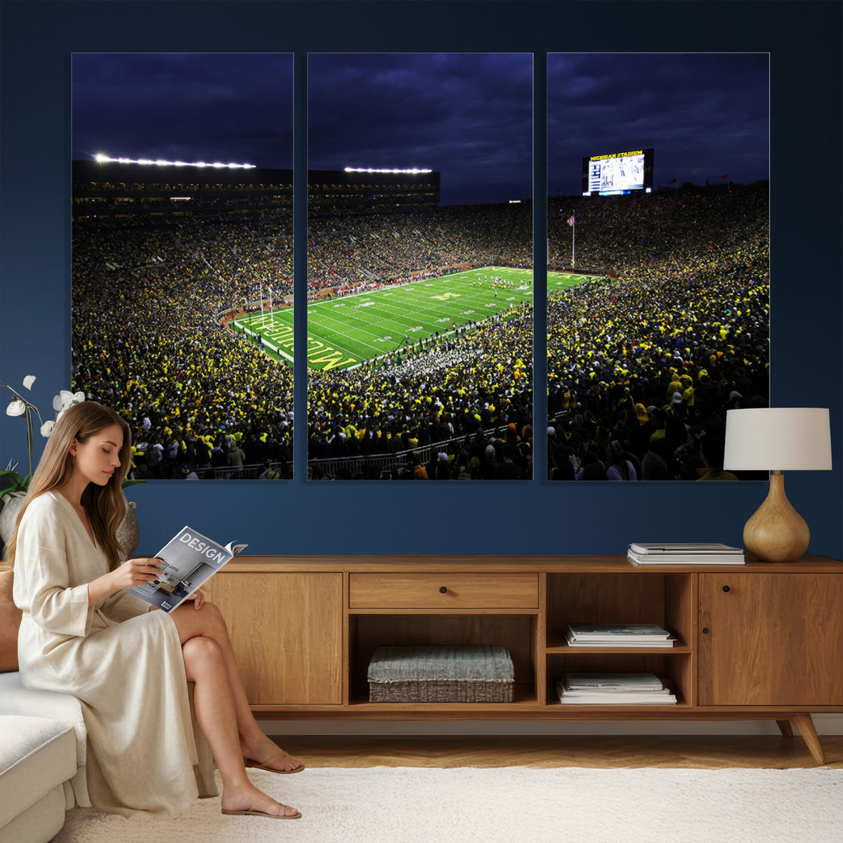 15448-MGV-CV-36X24 - Michigan Wolverines Football Canvas Wall Decor, Football Team Print, Ann Arbor Michigan Stadium