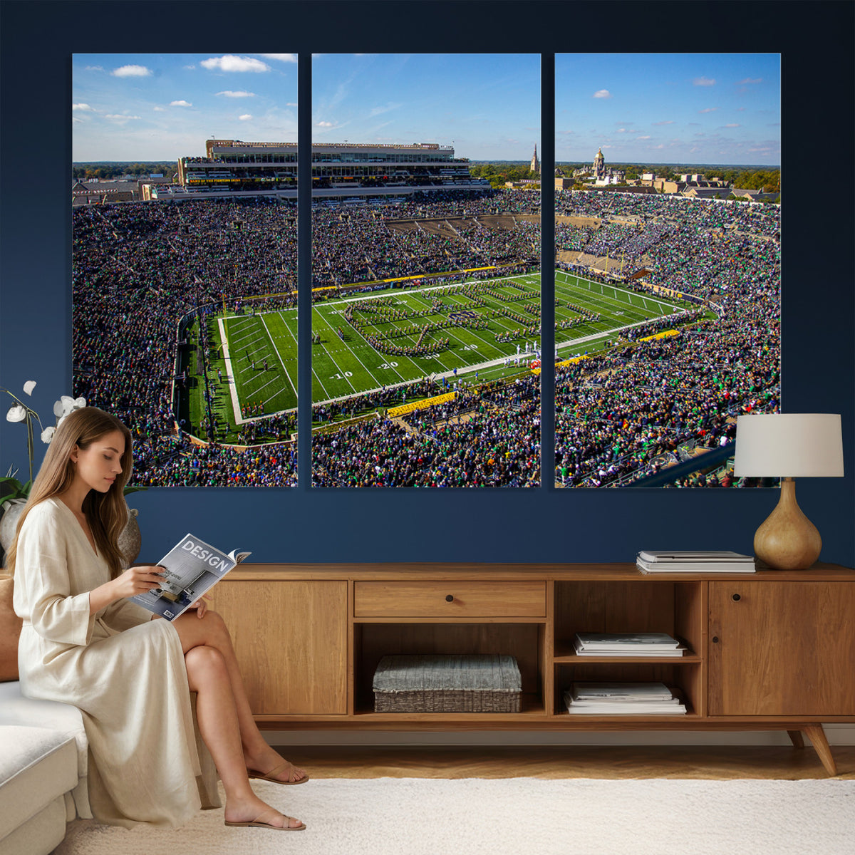 50114-MGV-CV-36X24 - Notre Dame Fighting Irish Football Team Print, Notre Dame Stadium Wall Art