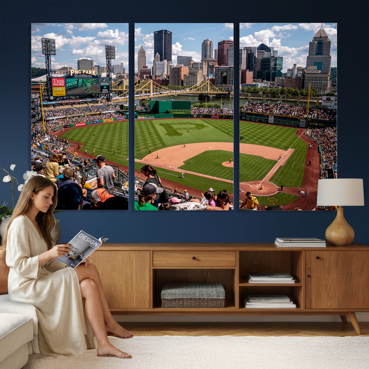 66872-MGV-CV-36X24 - Pittsburgh Pirates Baseball Team Print, PNC Park Stadium
