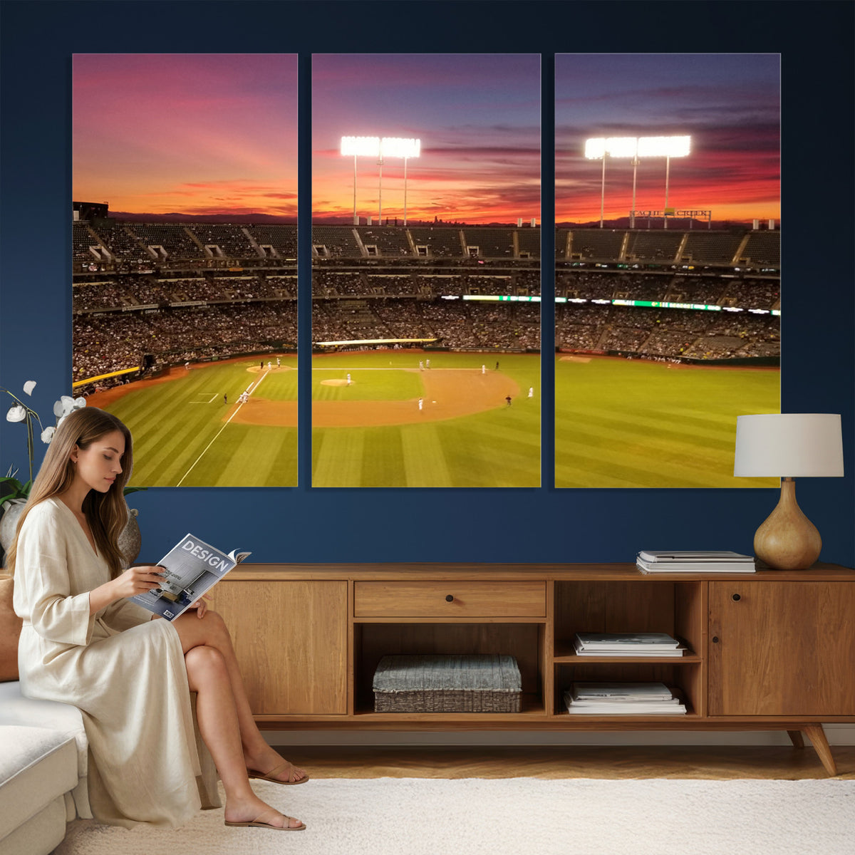 73718-MGV-CV-36X24 - Oakland Athletics Baseball Team Print, Oakland Coliseum