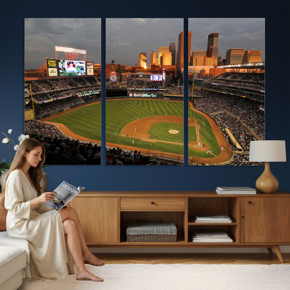 99822-MGV-CV-36X24 - Minnesota Twins Baseball Team Print, Minneapolis Target Field Stadium Wall Art