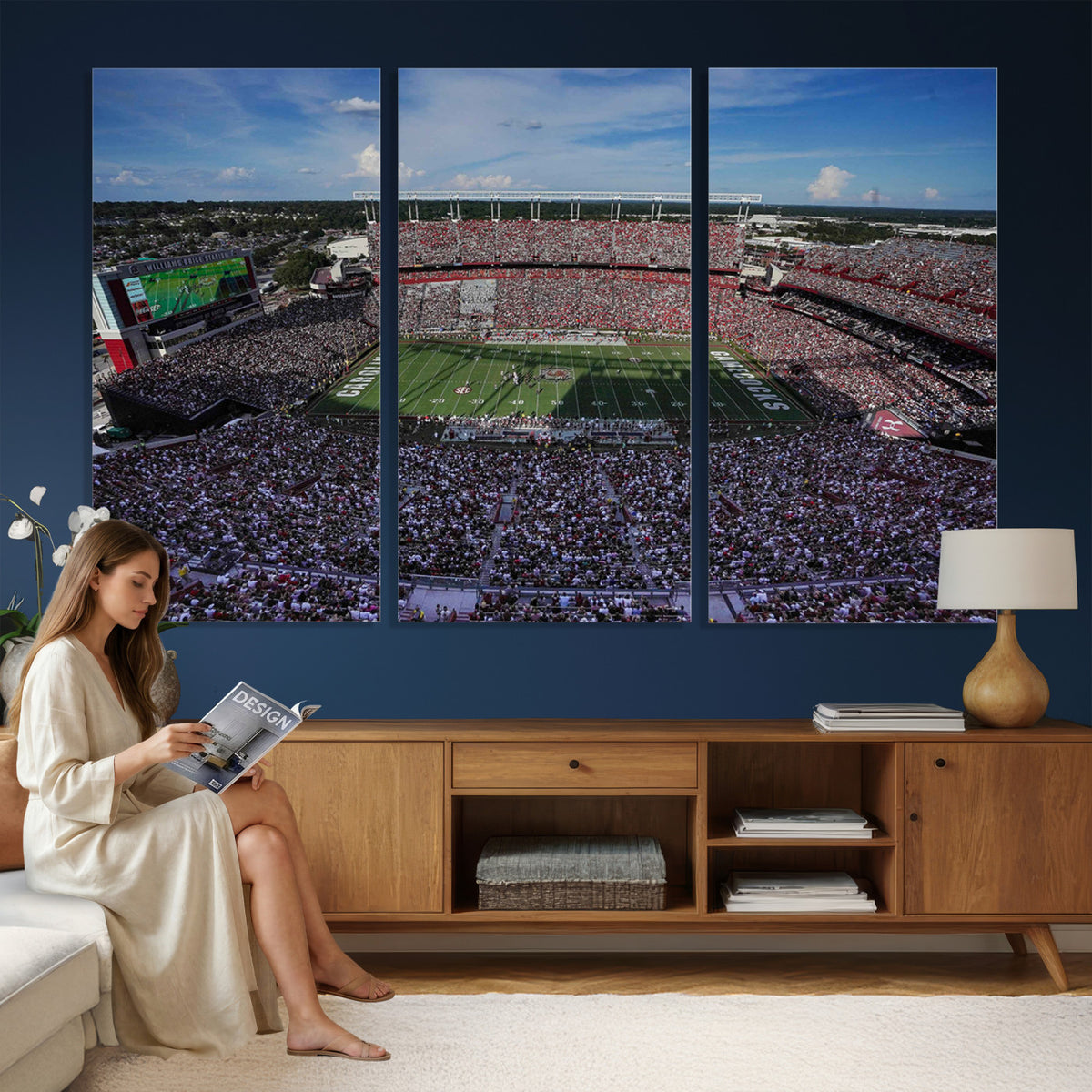 83382-MGV-CV-36X24 - South Carolina Gamecocks Football Team Print, Columbia Williams-Brice Stadium Wall Art