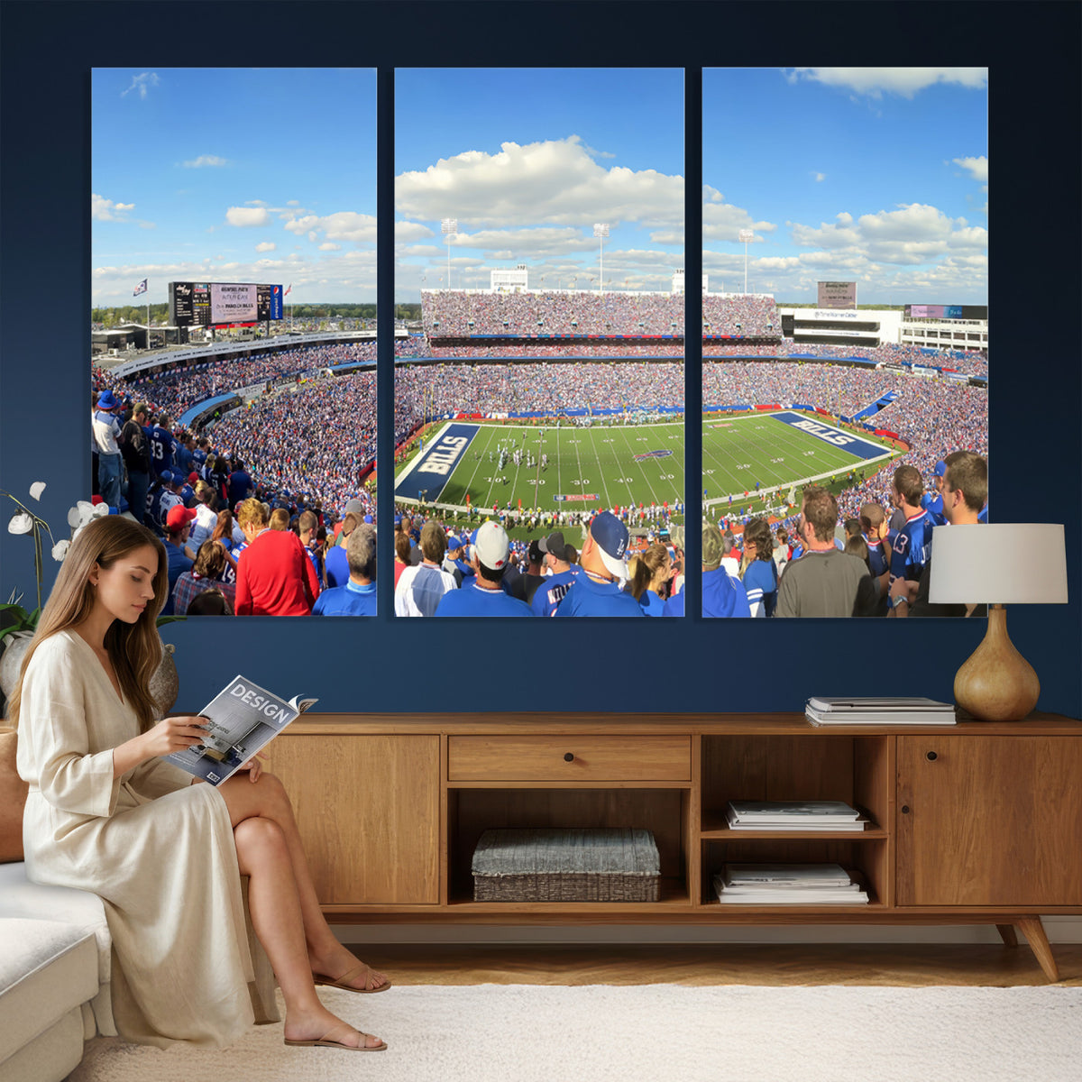 35302-MGV-CV-36X24 - Buffalo Bills NFL Football Team Print, Game Day at Buffalo Highmark Stadium