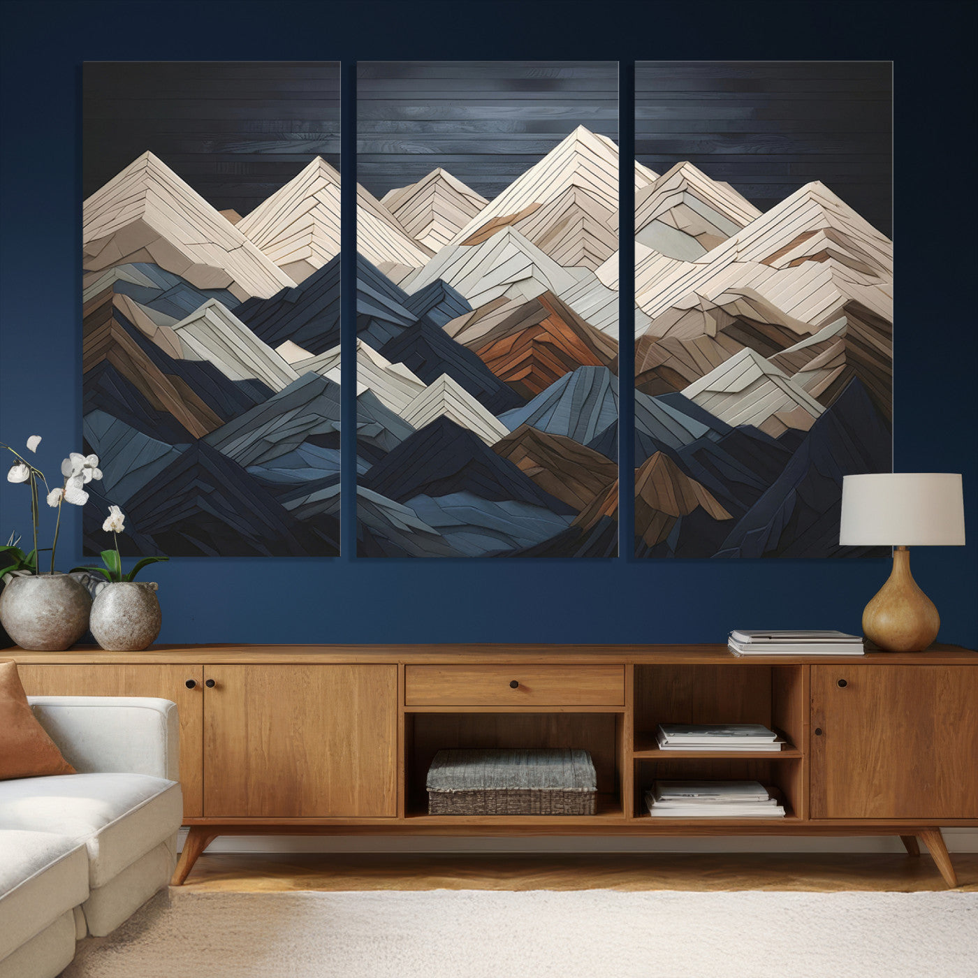 12896-MGV-CV-36X24 - Wood Mountain Wall Art | Mountain Canvas Print Wood Decor | Ready to Hang for Cabin Decor