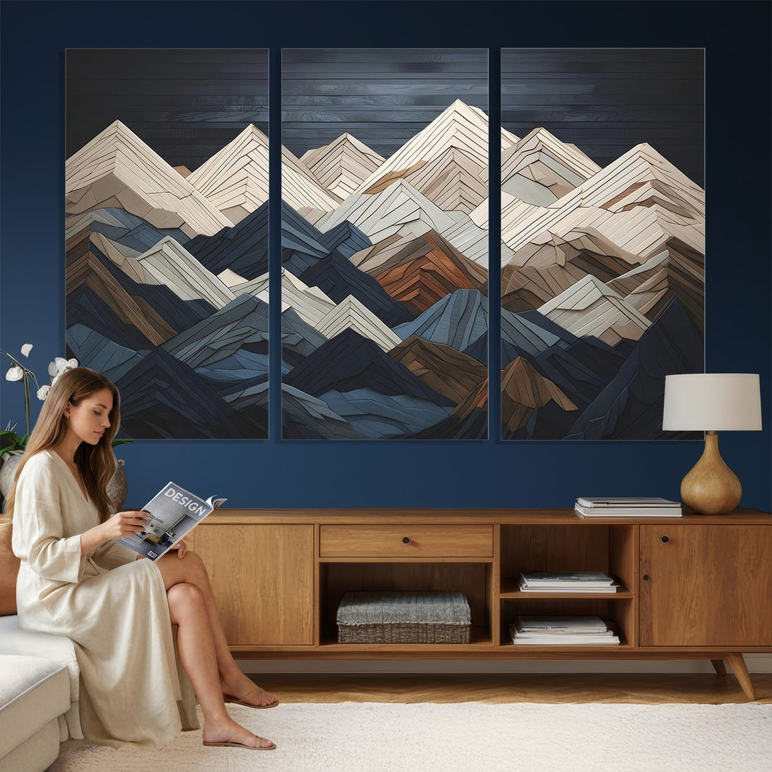Mountain Wall Art, Modern Abstract Landscape Canvas Print