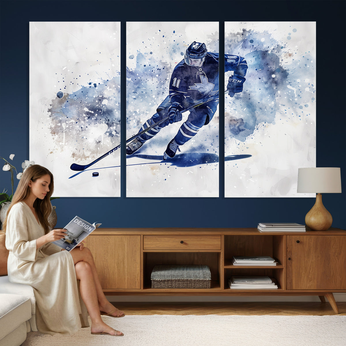 39795-MGV-CV-36X24 - Hockey Player Wall Art Canvas Print