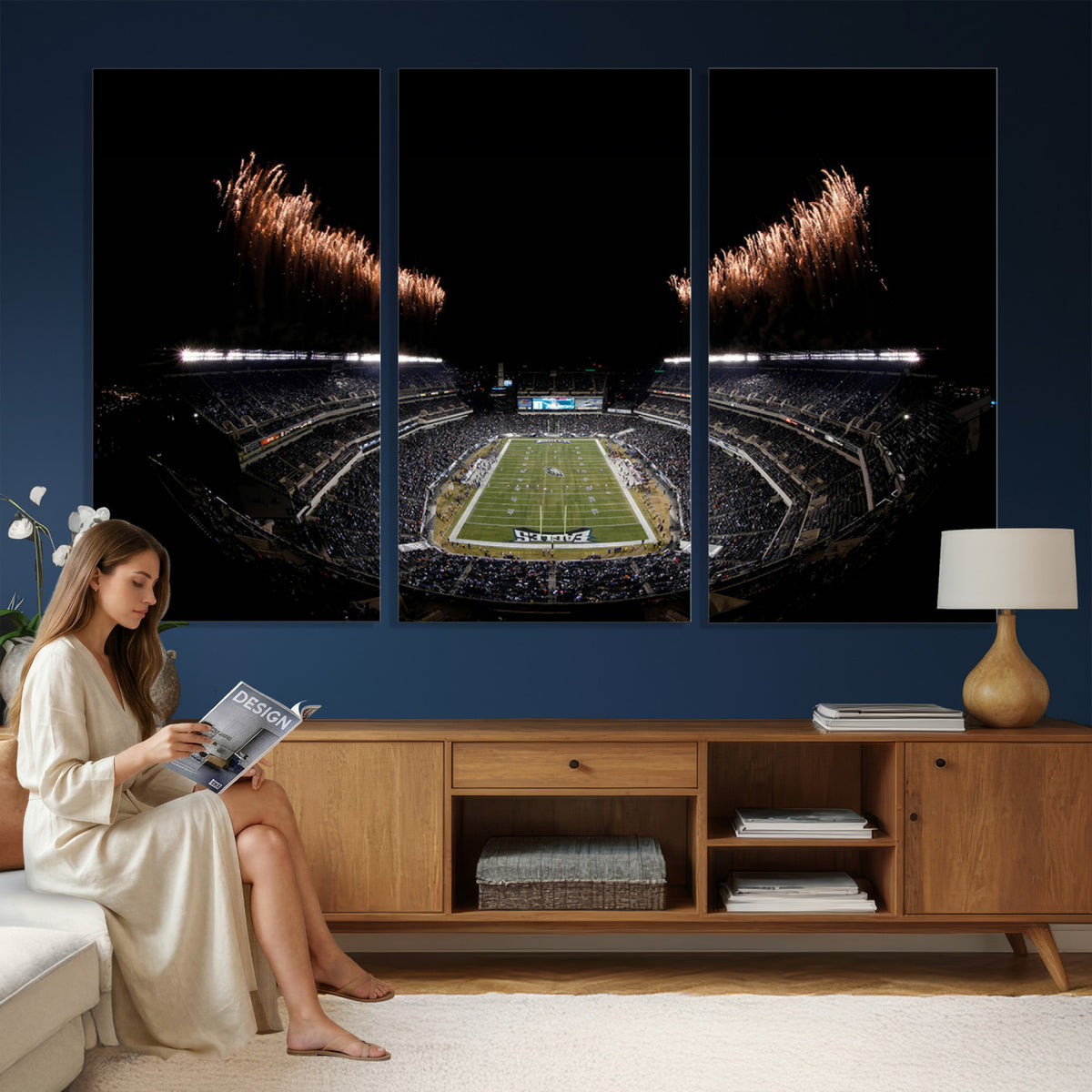 89680-MGV-CV-36X24 - Eagles Field Stadium Wall Art, Philadelphia Eagles Football, Framed and Ready to Hang