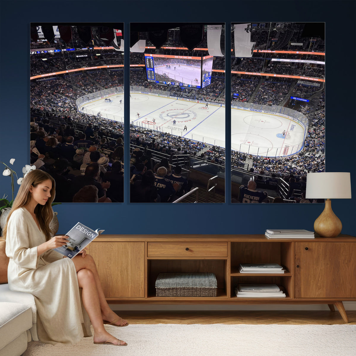 51641-MGV-CV-36X24 - Amalie Arena Florida Wall Art Canvas Print, NHL Hockey, Framed and Ready to Hang