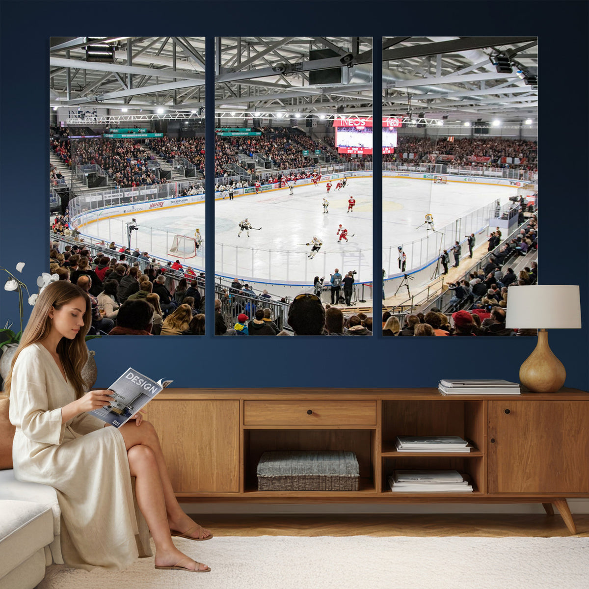 79352-MGV-CV-36X24 - Lausanne Arena Ice Hockey Stadium Wall Art Canvas Print