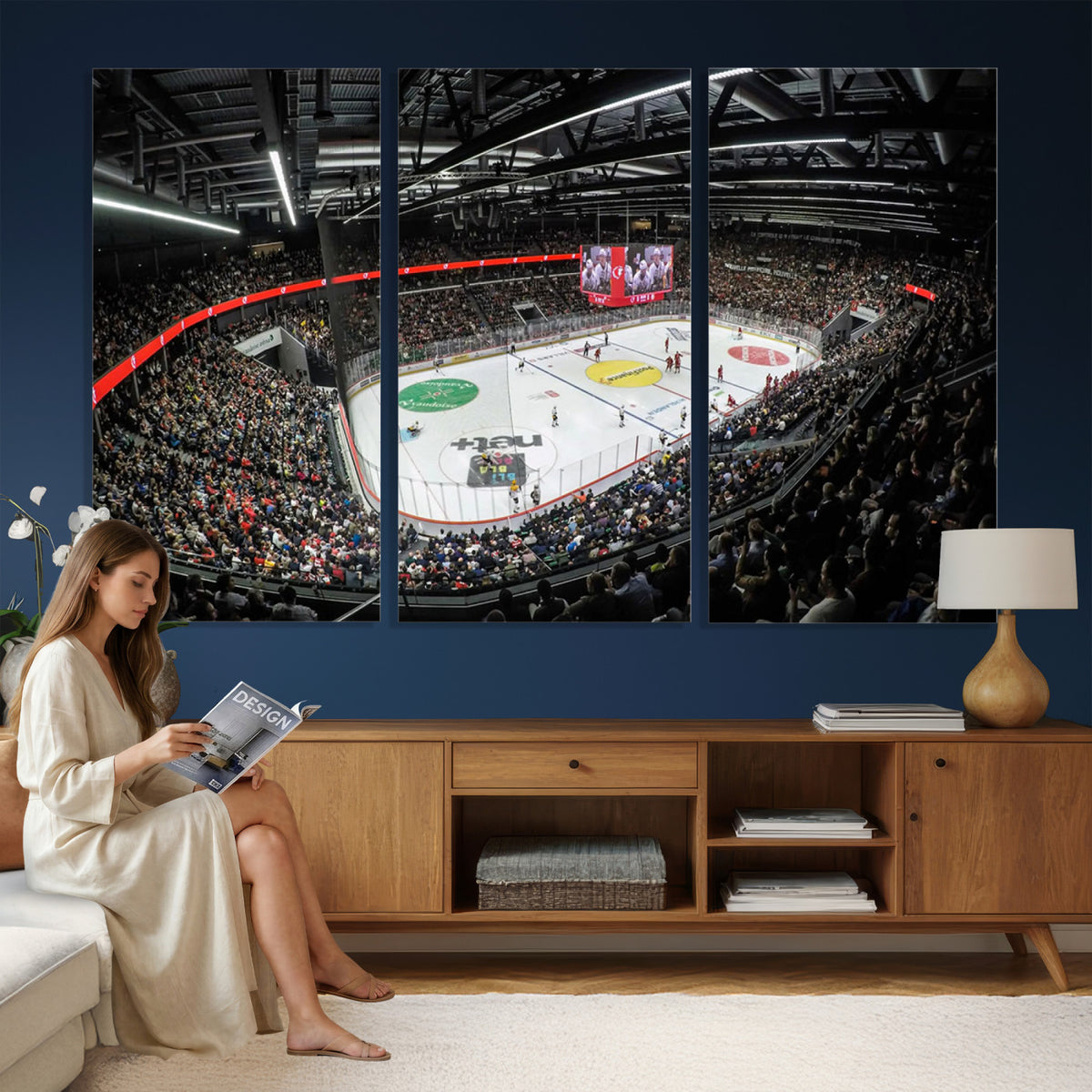 46282-MGV-CV-36X24 - Vaudoise Lausanne Ice Hockey Arena Stadium Wall Art Canvas