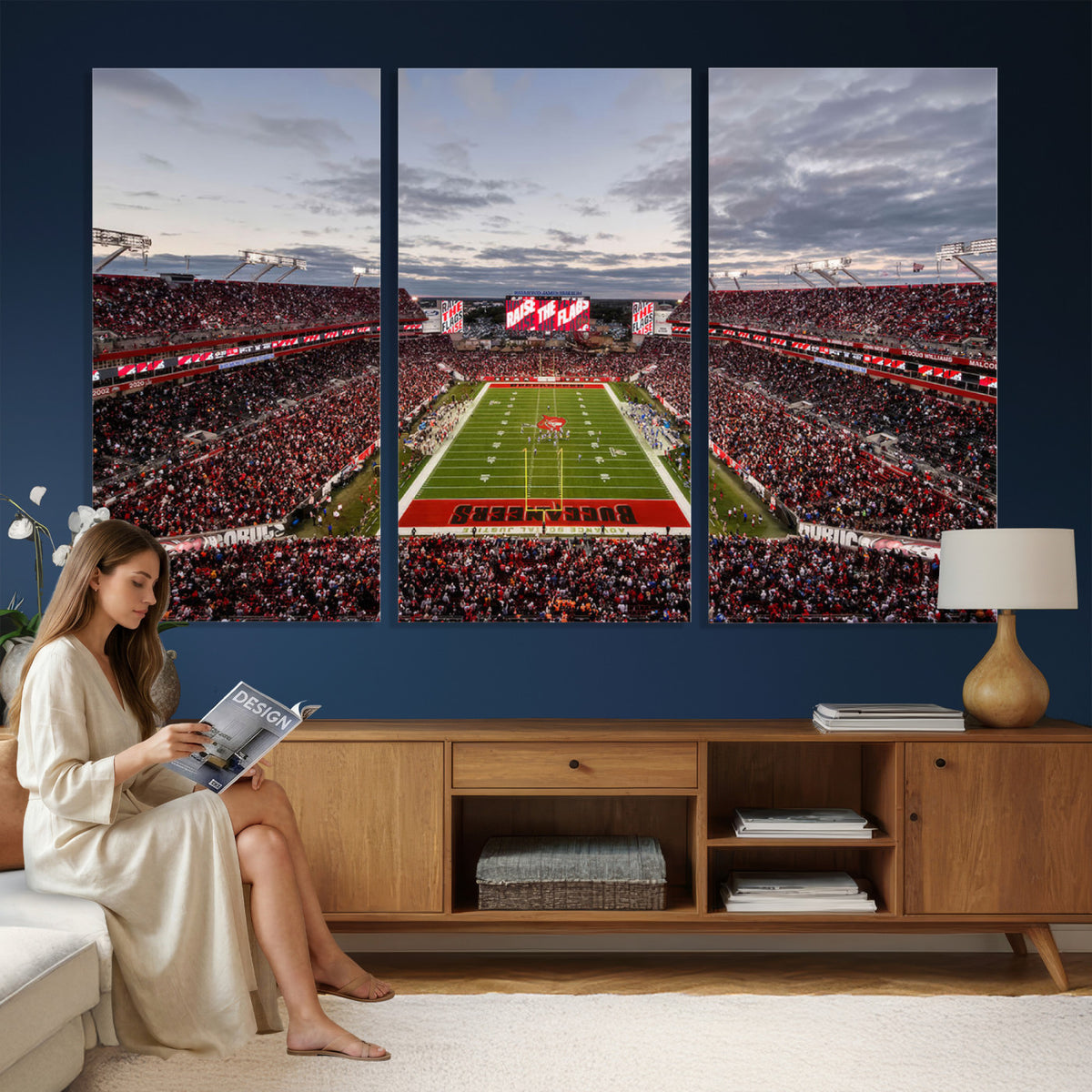 35698-MGV-CV-36X24 - Florida Tampa Raymond James Stadium Wall Art Canvas Print - NFL Football Stadium Print Canvas