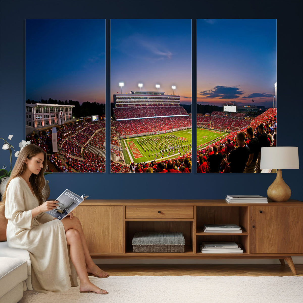 33313-MGV-CV-36X24 - NC State Wolfpack Football Team Print - Raleigh Carter-Finley Stadium Wall Art Canvas Print