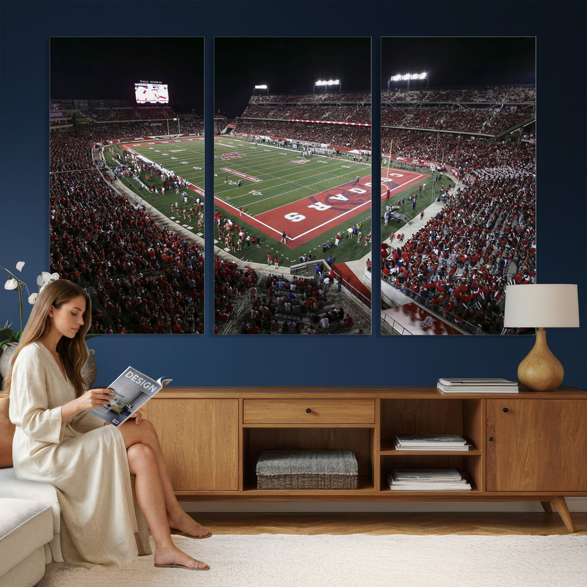 94207-MGV-CV-36X24 - Houston Cougars Football Team Print - Houston TDECU Stadium Wall Art Canvas Print