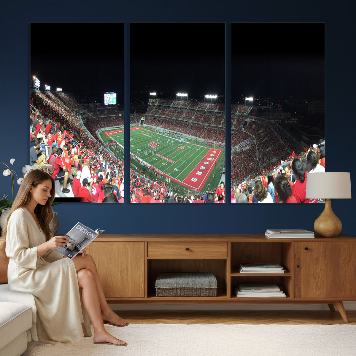 67036-MGV-CV-36X24 - Houston Cougars Football Team Print - Houston TDECU Stadium Wall Art Canvas Print