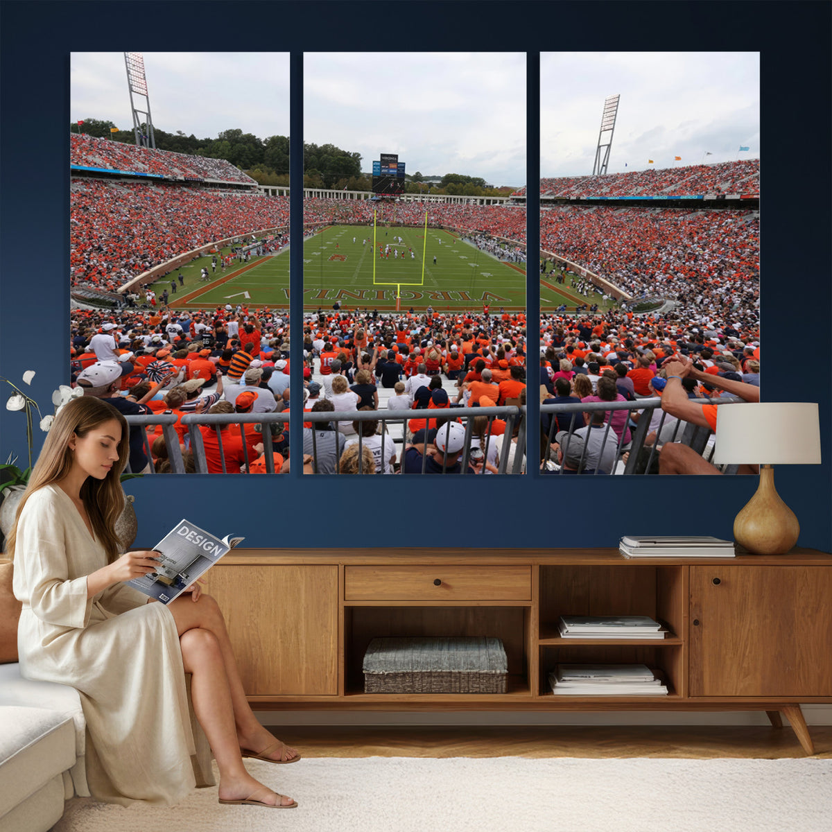 63606-MGV-CV-36X24 - Virginia Cavaliers Football Team Print, Charlottesville, Extra Large Game Room Wall Decor