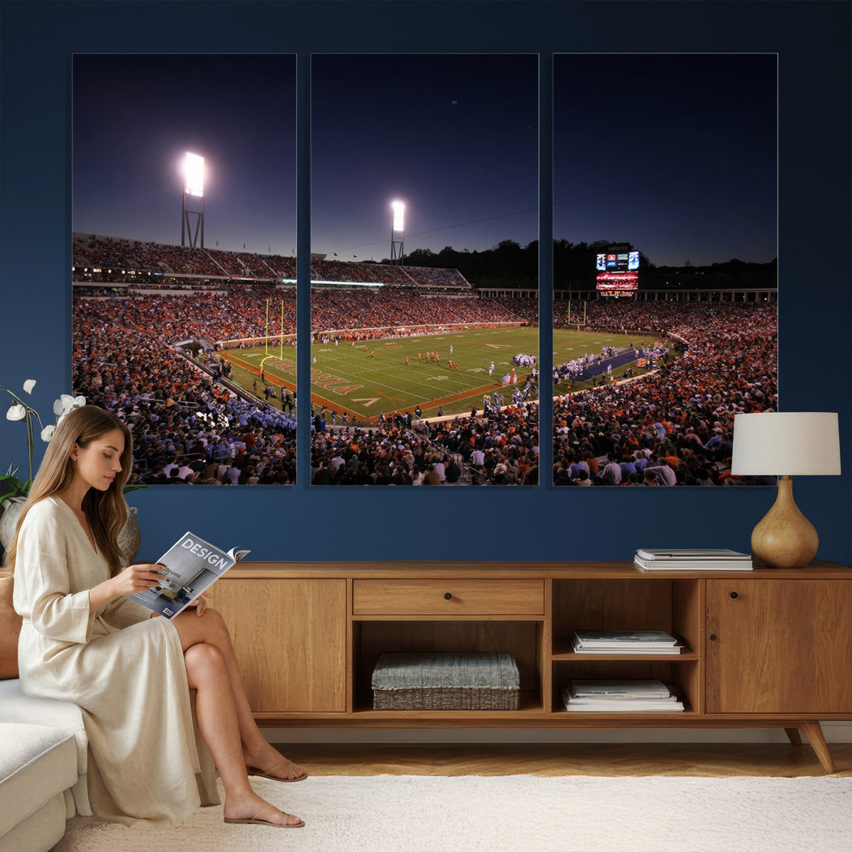 69378-MGV-CV-36X24 - Virginia Cavaliers Football Team Print - Charlottesville Scott Stadium Canvas Print Wall Art