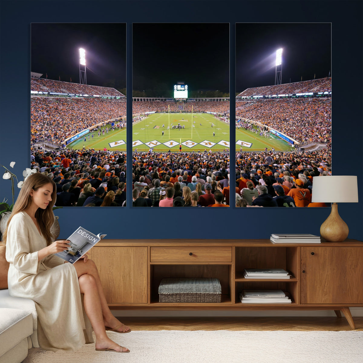 98441-MGV-CV-36X24 - Virginia Cavaliers Football Team Print - Charlottesville Scott Stadium Wall Art Canvas Print