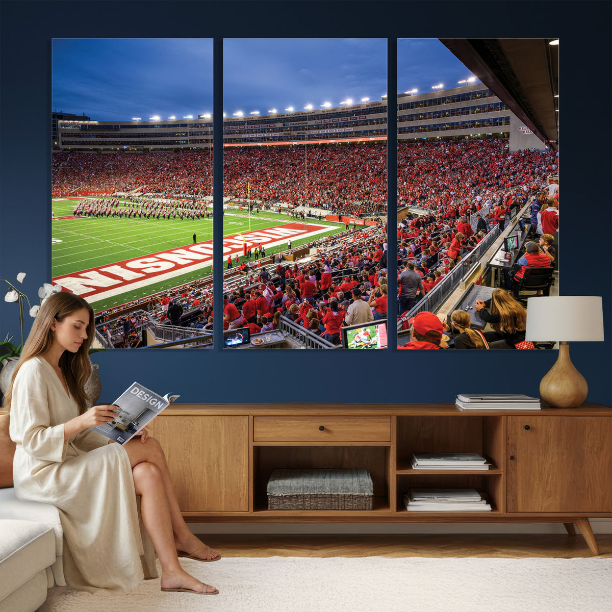 57601-MGV-CV-36X24 - Wisconsin Badgers Football Team Print - Madison Camp Randall Stadium Wall Art, Wisconsin Badgers