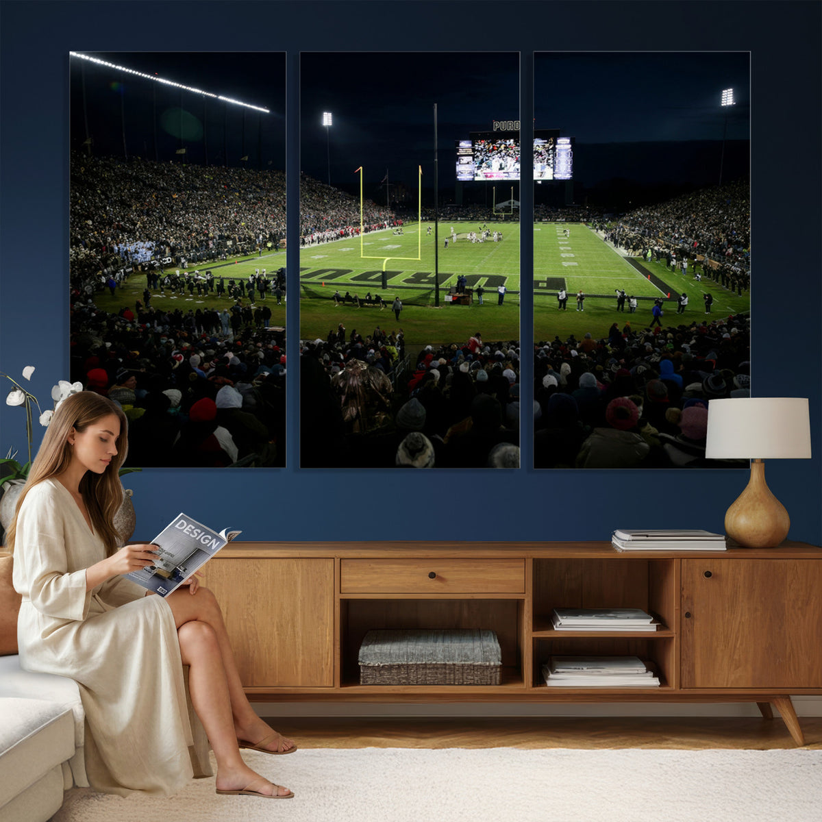 60140-MGV-CV-36X24 - Purdue Boilermakers Football Team Print - West Lafayette Ross–Ade Stadium Wall Art Canvas Print