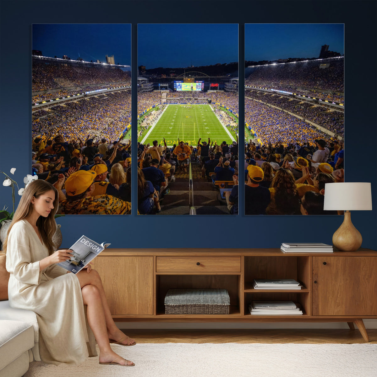 62297-MGV-CV-36X24 - Pittsburgh Panthers Football Team Print - Pittsburgh Acrisure Stadium Wall Art Canvas Print