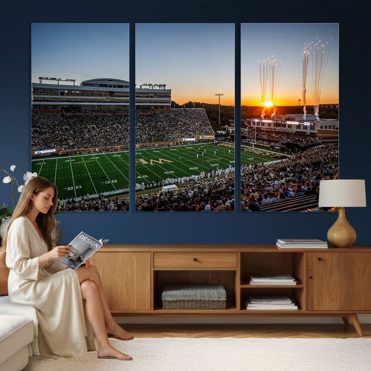 29253-MGV-CV-36X24 - Demon Deacons Football Team Print Canvas- Winston-Salem Allegacy Federal Credit Union Stadium Wall