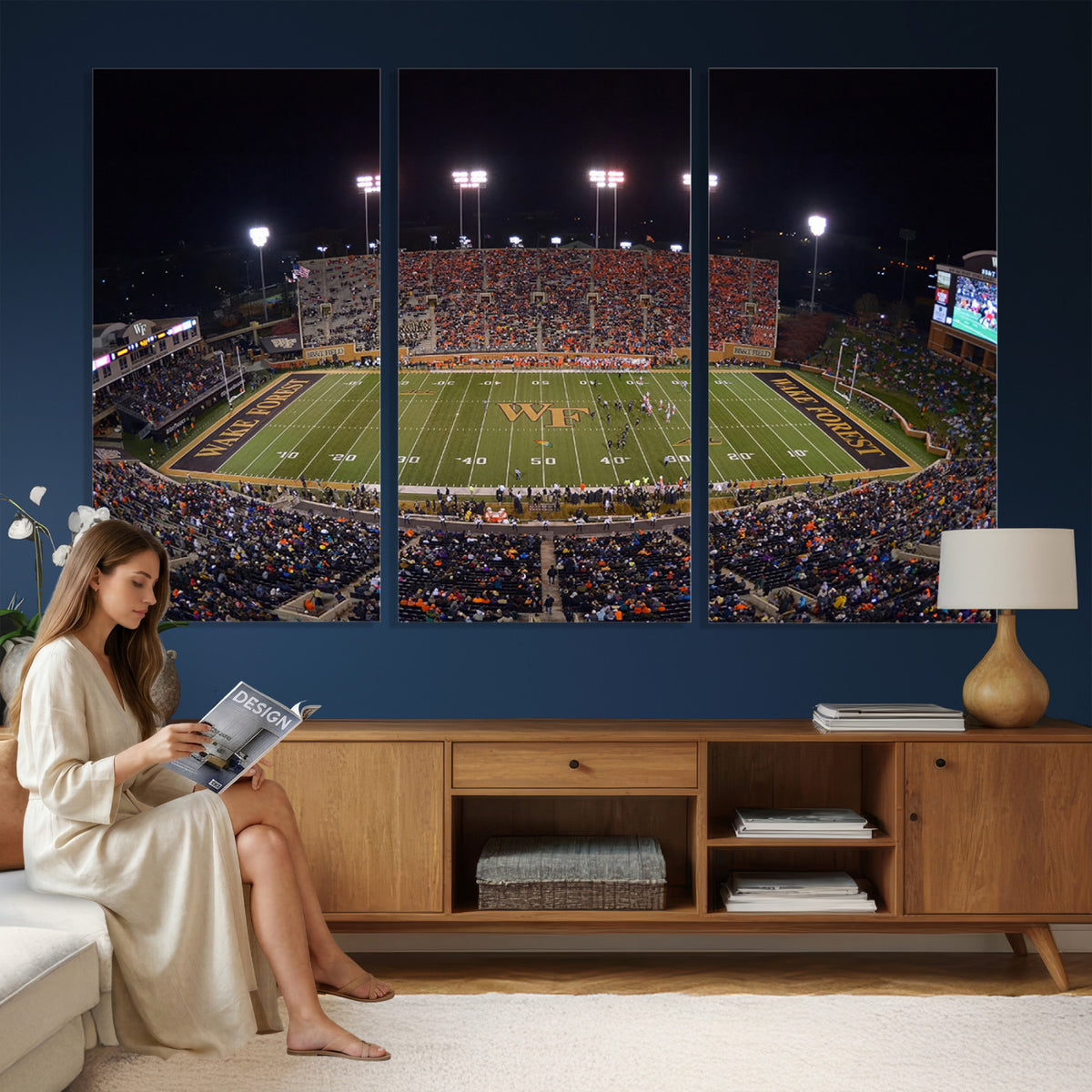 26033-MGV-CV-36X24 - Demon Deacons Print Canvas, Football Team Print