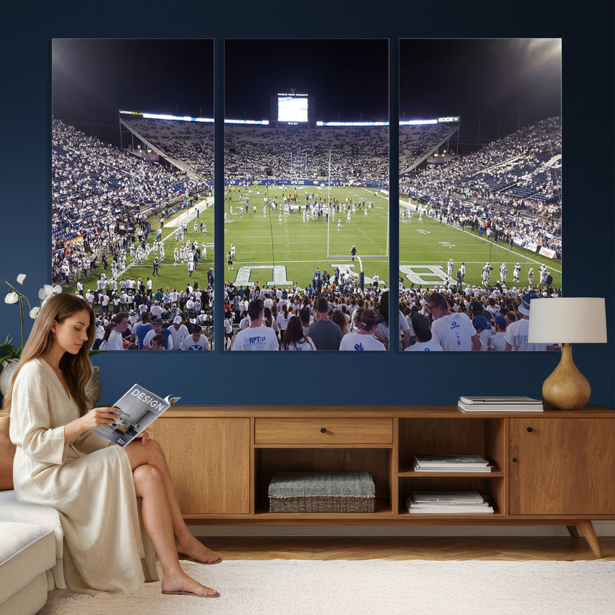 65036-MGV-CV-36X24 - Brigham Young University Cougars Football Print Canvas - Provo LaVell Edwards Stadium Wall Art