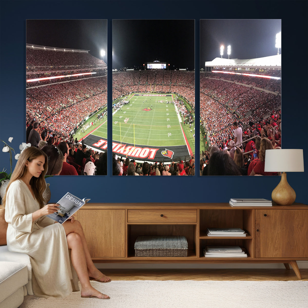 52267-MGV-CV-36X24 - University of Louisville Cardinals Football Team Print - Louisville Cardinal Stadium Wall Art Canvas