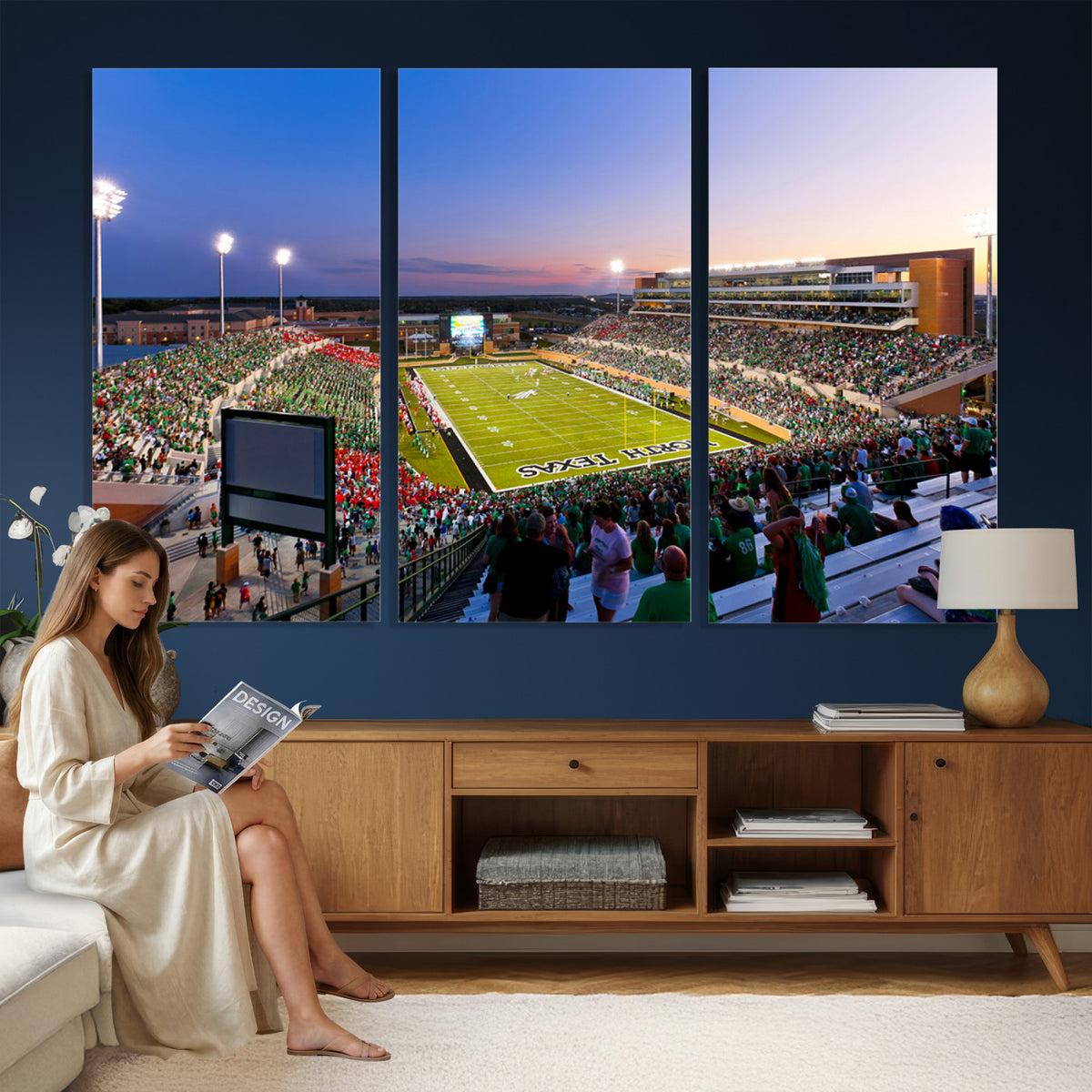 25916-MGV-CV-36X24 - University of North Texas Mean Green Football Team Print - Denton DATCU Stadium Canvas Print Wall
