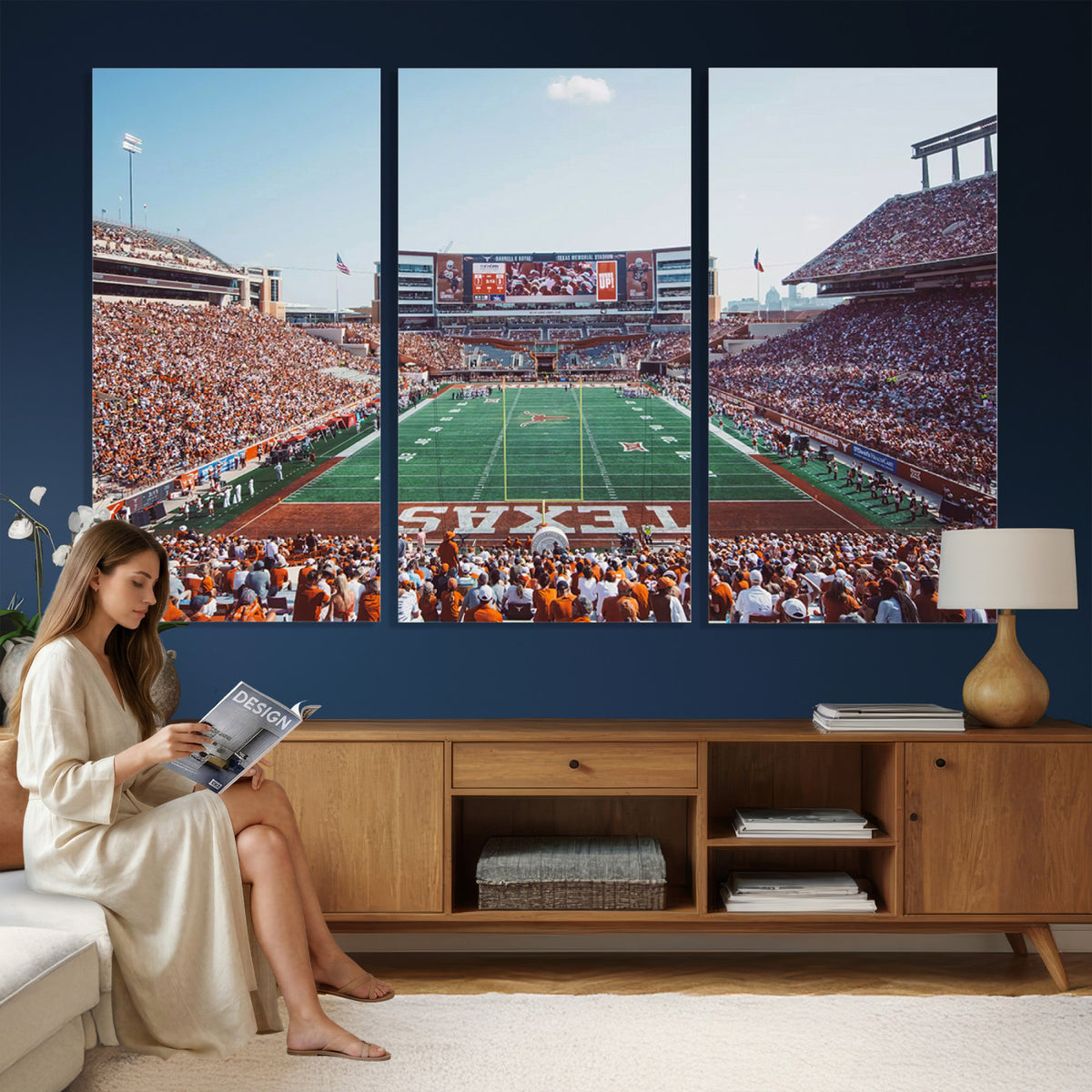 14826-MGV-CV-36X24 - Framed Texas Memorial Stadium Canvas, University of Texas Longhorns Football Team Print - Austin