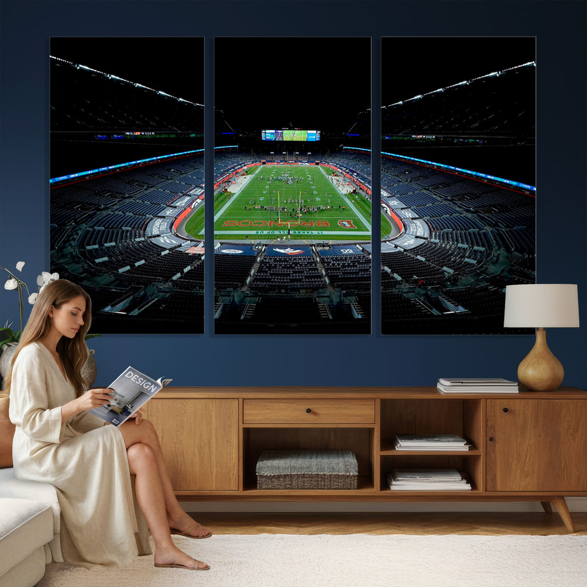 14797-MGV-CV-36X24 - Denver Broncos Football Team Print Canvas- Denver Empower Field at Mile High Stadium Wall Art Canvas