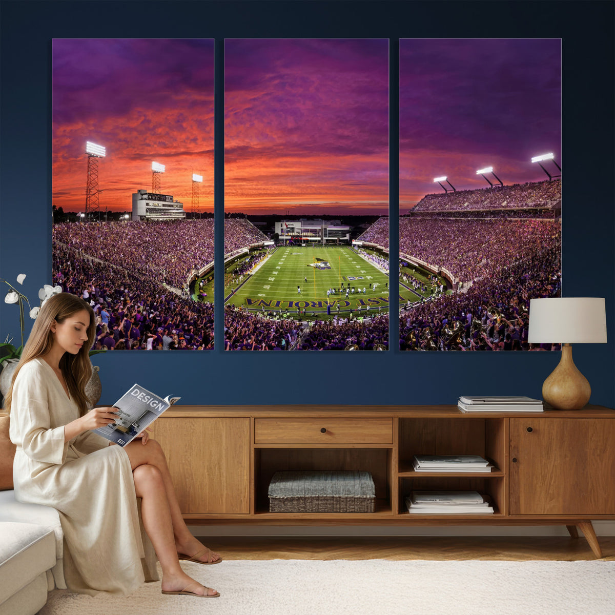 88575-MGV-CV-36X24 - East Carolina University Pirates Football Print Canvas- Greenville Dowdy-Ficklen Stadium Wall Art
