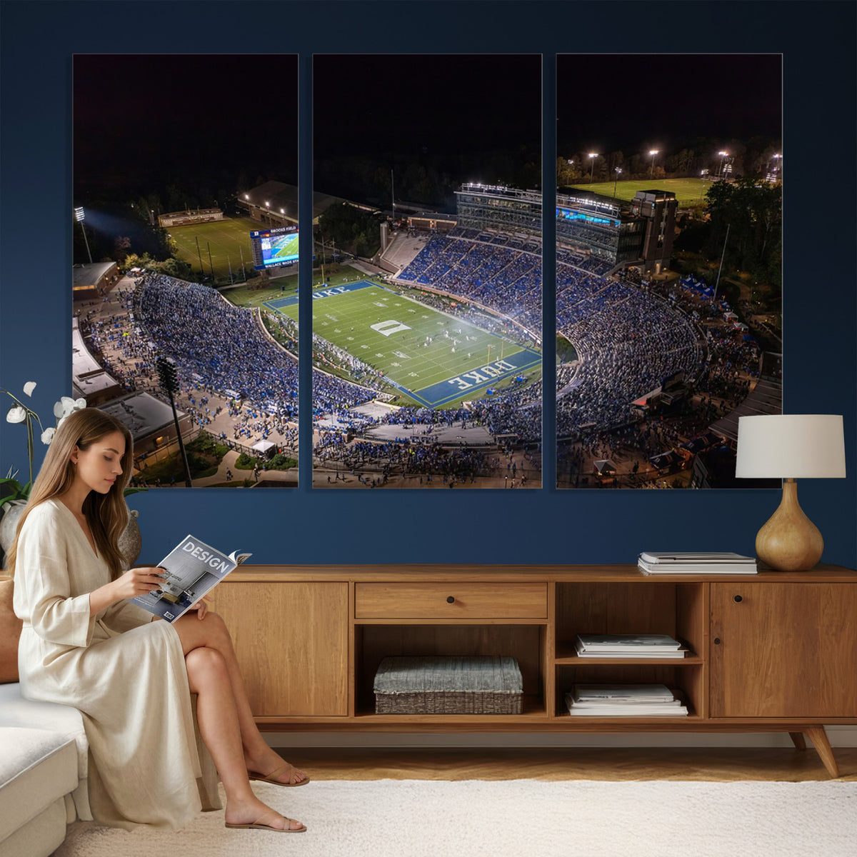 42347-MGV-CV-36X24 - Duke University Blue Devils Football Print Canvas - Durham Wallace Wade Stadium Wall Art Canvas