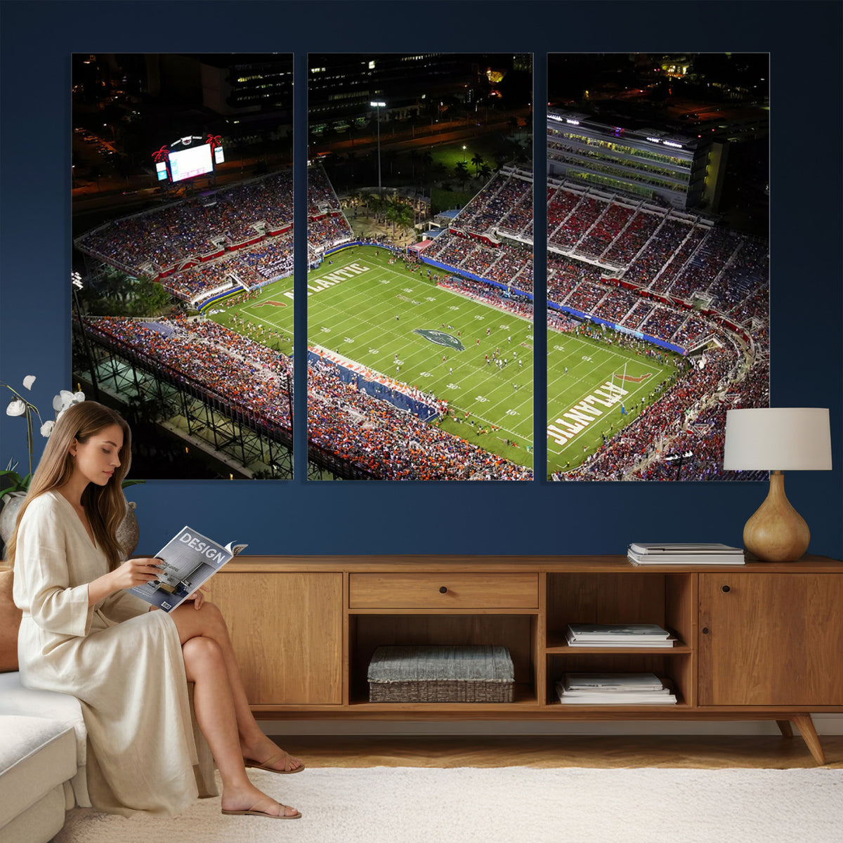 12682-MGV-CV-36X24 - Florida Atlantic University Owls Canvas Print, Football Team Print - Boca Raton FAU Stadium Wall Art